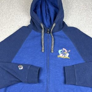 Vintage Crazy Shirts Beach Blossom Hoodie Mens 2XL Blue Zip Sweatshirt Hawaii